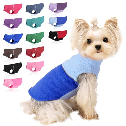 Image of Dog Clothes for Small Dogs Fleece Vest Dog Sweater Boy Girl, Warm Pullover Fleece Doggie Jacket, Winter Pet Ourfit Chihuahua Sweater - Yorkie Clothes (Double Blue, Small)