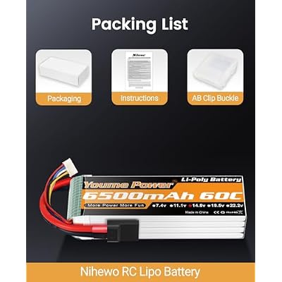4S RC Lipo Battery 14.8V 6500mAh Lipo Battery 60C with Tr Connector Soft Case Compatible with Maxx X-Maxx RC Buggy Truggy Crawler Monster Truck Car Vehicle Drone Helicopter Airplane (2Packs)