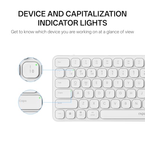 Image of Rapoo 9050S Multi-Device Keyboard and Mouse Combo, 2.4GHz /Bluetooth 5.0 /4.0 Wireless Keyboard & Mouse Set for Windows /Mac /Linux /Chrome, Support 4 Devices, Rechargeable, Silent Click, White