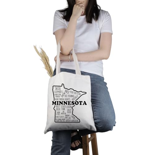 PWHAOO Minnesota Gift Minnesota State Lover Tote Bag Minnesota Tourist Travel Bag Minnesota Souvenir Handbag3