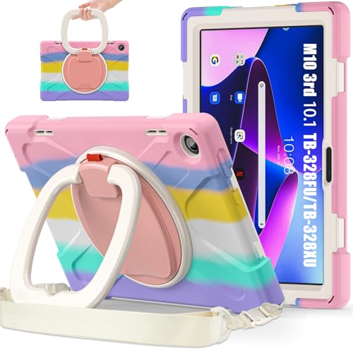 Housse Lenovo Tab M10 3rd Gen antichoc rose avec bandoulière pour un usage quotidien