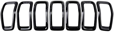Astra Depot Compatible for 2014-2018 Jeep Cherokee 4-Door Grille Grill Cover Insert Kit 7pcs Glossy Black