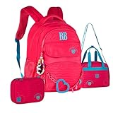 Kit Mochila Rebecca Bonbon Matelassê Corações com Lancheira e Estojo Box Coleção 2026 RB27015 (ROSA)