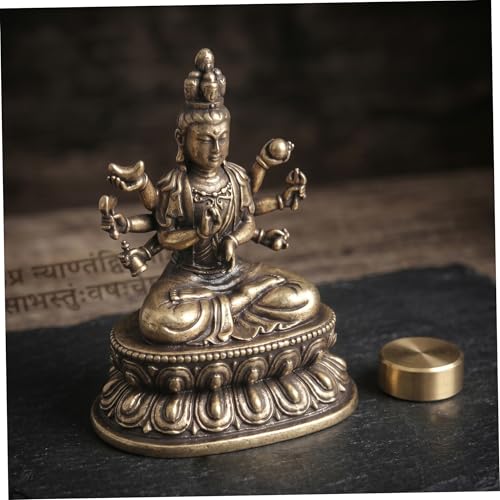 Statue de Bouddha Guanyin en laiton vieilli pour la méditation - 3
