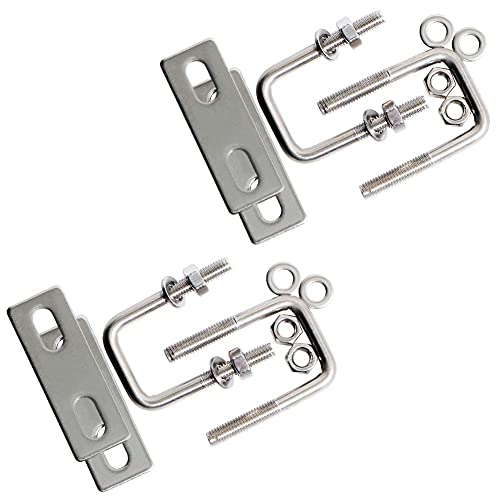 Square U-Bolts 1inch 25mm Inner Width 304 Stainless Steel Silver M6 with Plates Nuts for Car/Motorhome/Sailing Trailer Replacement Part and Accessorie 4Pcs