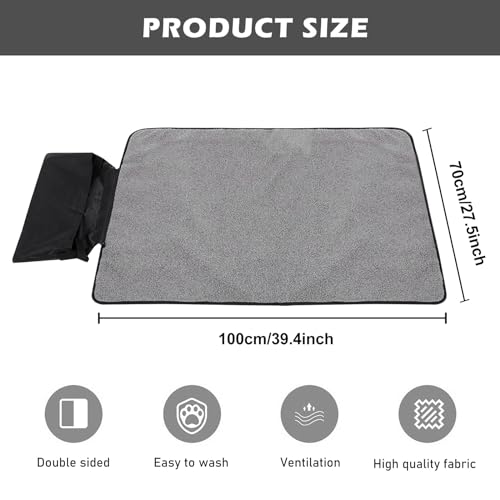 MEYAGOT Faltbare wasserdichte Haustier Decke,100 x 70cm Faltbare wasserdichte Hundedecke,wasserdichte Hundematte Für Outdoor Mit Tasche,Große Reisedecke Für Haustier Für Katzen,Hunde,Welpen(Schwarz)