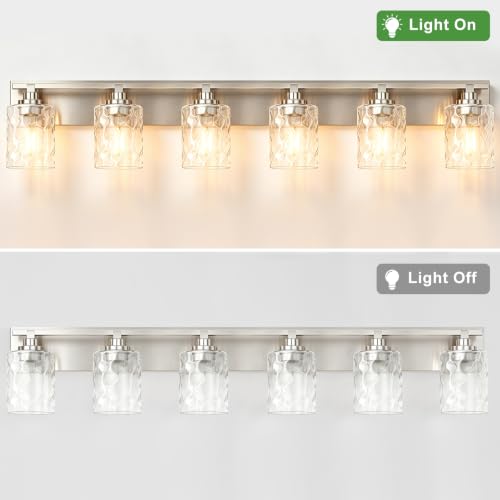 Image of Bathroom Light Fixtures,6-Light Brushed Nickel Vanity Lights Over Mirror