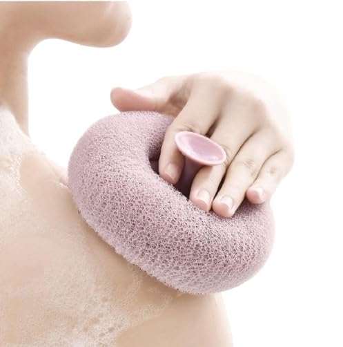 Round Loofah Scrubbing Brush Ultra Soft Bath Sponge Pouf Body Scrubber for Shower, Exfoliating Mesh Sponge with Suction Cup for Men, Women, and Kids (Pack of 1)-picture-17