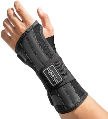 Rakiie Handgelenkstütze, Handgelenk Bandagen Nachtschale für Verstauchung & Zerrung, Handbandage für Damen & Herren (Linke Hand, L, Grau)