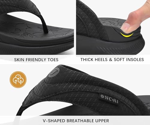 ONCAI Women's Orthotic Cushion Flip Flops Recovery Walking Sandals for Women with Arch Support Summer Comfortable Slip On Flip Flops for Womans Size 6-124