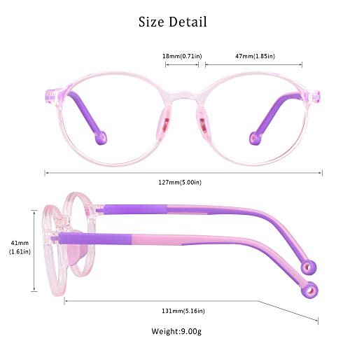 Image of LifeArt Kid Blue Light Blocking Glasses, Filter 85% of Harmful Blue Light, Anti Eyestrain and Blurry, Computer Glasses(Clear Pink)