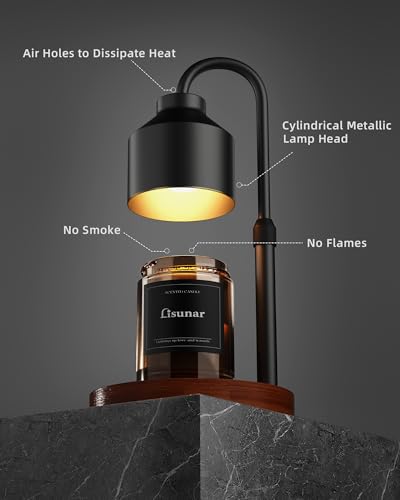 Electric Candle Warmer Lamp Black, Candle Lamp Warmer with Timer, Wax Warmer Lamp Candle Warmer for Jar Candles, Adjustable Height Candle Light Warmer with 2 Bulbs - Image 3