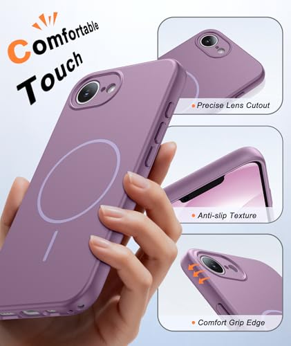 Image of FNTCASE for iPhone 17e & iPhone 16e Case: [Compatible with Magsafe] Solid Matte Magnetic Phone Cover with [Full Camera Protection] [Screen Protector] Military Grade Shockproof Protective, Lavender