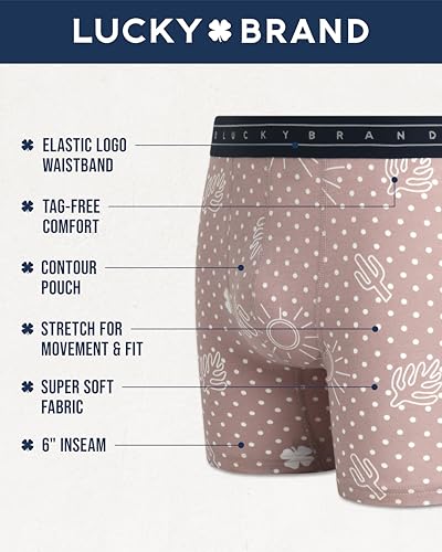 Lucky Brand Men's Boxer Briefs - 4 Pack Breathable Stretch Tag Free Underwear Boxers with Comfort Contour Pouch (Sizes: S-XL)2