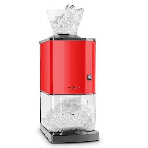 oneConcept Icebreaker Red Edition - Picadora de hielo, Picahielo, 15 kg/h, Recipiente de 3,5 L (unos 1,75 kg) para el hielo, Embudo de llenado, Interruptor de seguridad, Antideslizante, Rojo