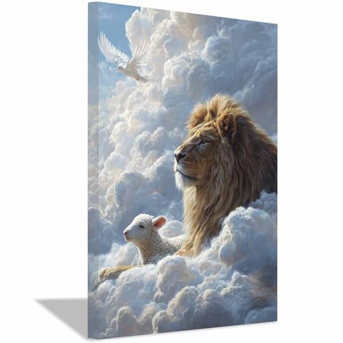 Peinture murale sur toile lion moderne bleu 40x60cm tableau encadré salon et bureau