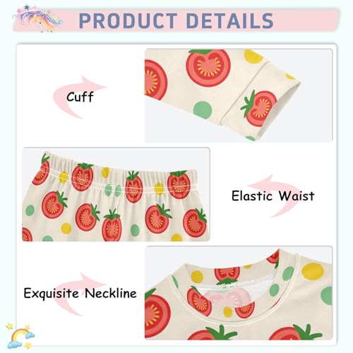 ALAZA Yellow Tomato Polka Dot Pajamas Long Sleeve Sleepwear 2-Piece Pajama Set4