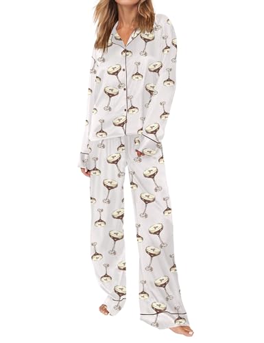 Image of SHESHOW Satin Pajamas for Women Set Long Sleeve Button Down Sleepwear 2 Piece Nightwear Women Pjs Sets Size XS-XXL