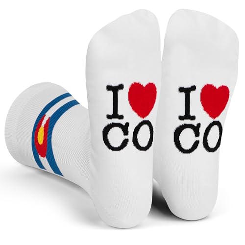 Lavley I Heart Colorado Socks - Cool CO Souvenir Gift Accessory for Travelers and Locals - Unisex One Size for Men Women and Teens