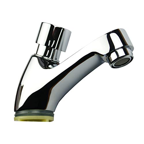 Lazardo - 1/2" Wasserhahn aus Messing - Chrom mit Wasserhahn - Wasser Hahn mit selbstschließend Druckknopf - Einhandmischer mit Standventil Cover