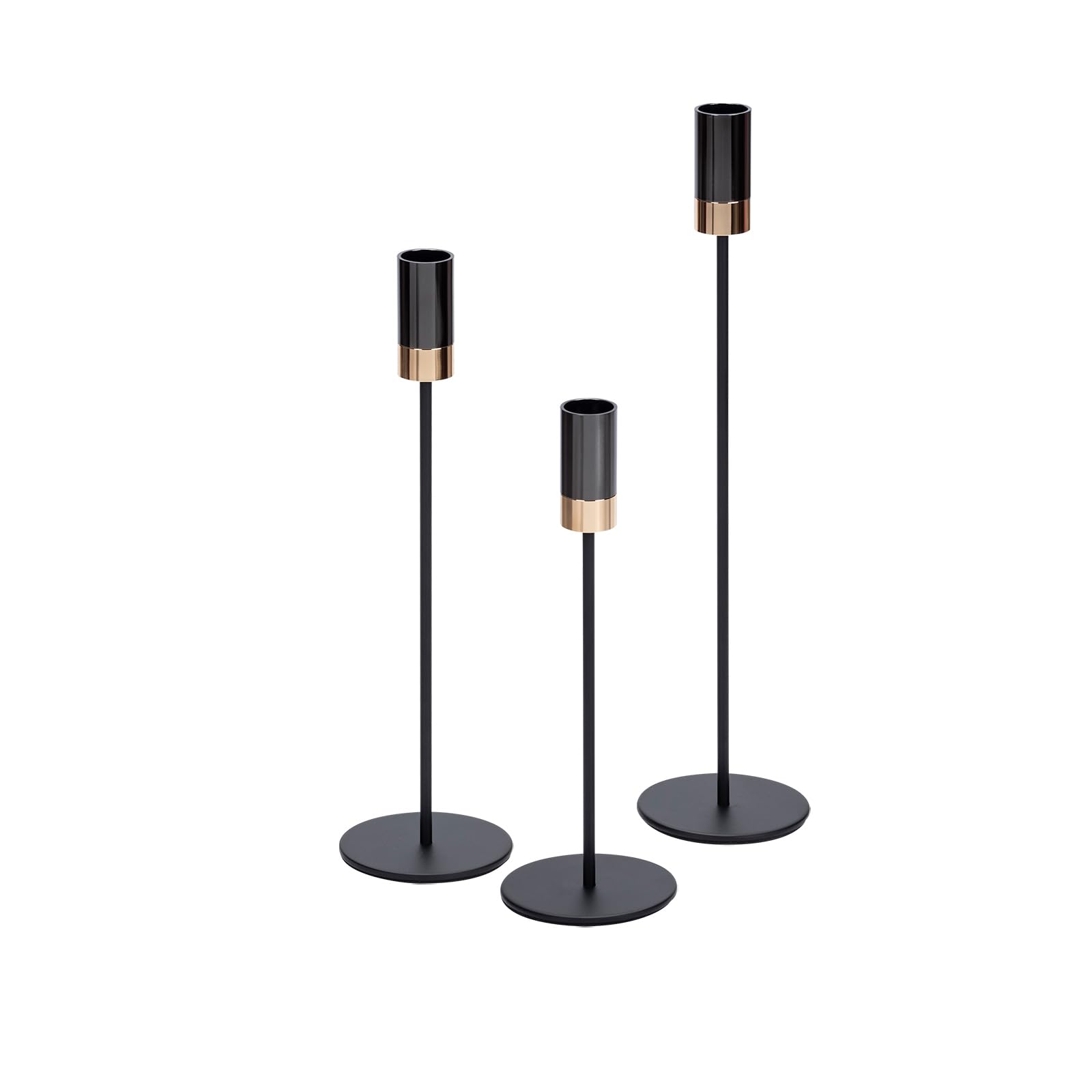 Celmopla Candle Holders Metal Taper Candle Holder Two Tone Candlestick Holder for Home Decoration, Wedding, Dinning, Party, Romantic Moments Fits 3/4 inch Candle&Led Candles (Set of 3)