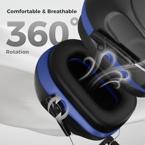 Image of ProCase Noise Reduction Ear Muffs, Sound Proof Ear Protection, NRR 28dB Noise Cancelling Headphones for Adults Kids Autism, Hearing Protection for Mowing -Blue
