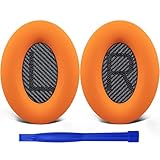 SoloWIT イヤーパッド イヤークッション 交換用 for Bose QuietComfort 35 & 35ii(QC35 & QC35ii)に対応 ヘッドフォンに適用 ヘッドホンパッド 遮音 ソフトレザー 高密度フォーム (オレンジ)