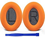 SoloWIT Replacement Earpads Cushions for Bose QuietComfort 35 (QC35) & Quiet Comfort 35 II (QC35 ii) Headphones, Ear Pads with Softer Leather, Noise Isolation Foam, Added Thickness (Orange)