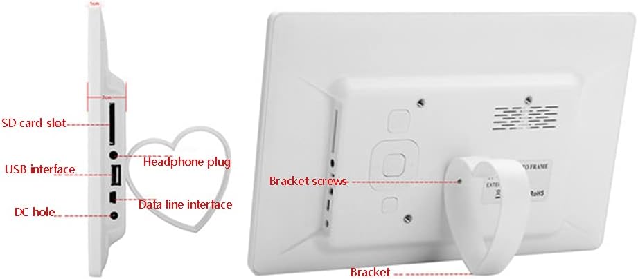 Digital Photo Frames Multifunctional 10.1-inch Support Mobile Power Supply Digital Electronic Photo Album Display Stand Video Player Resolution 1024×600 (Black) (White)