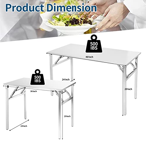 Small Stainless Steel Folding Table, Portable Camp Picnic Party Dining Table No Assembly Sturdy Small Folding Desk (36" X 24")… #TOP2