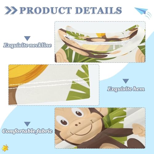 Boys Short Sleeve T-Shirts Banana Cute Monkey Rashguard Kids Swim Shirts Sun UPF 50+3