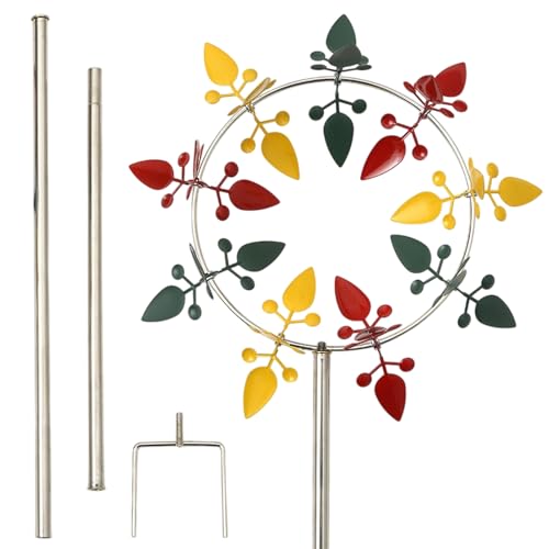 Windmühlen Gartenstecker, DREI Farben Windrad Skulptur Mit Pfahl, Leuchtende Wetterfeste Windrädchen Spinner Skulptur Für Hofweg Terrassen Dekoration