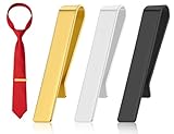 KAPSING 3 Piezas Alfileres y Corbatas de Acero Inoxidable, Estilo Empresarial, para Bodas, Reuniones, Negocios (Oro/Plata/Negro)