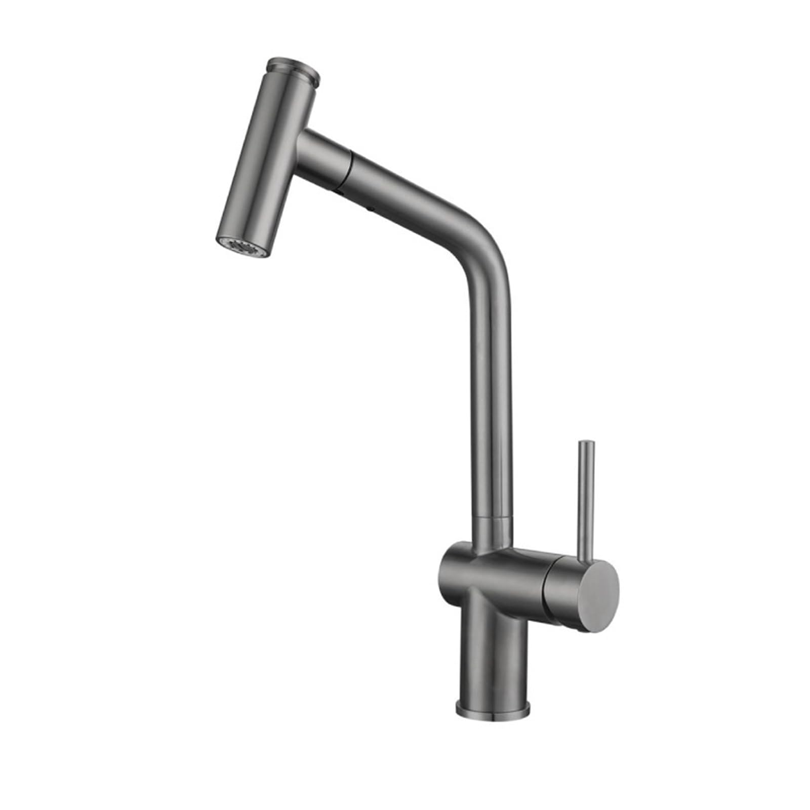 Robinet de cuisine en acier inoxydable gris au design épuré durable