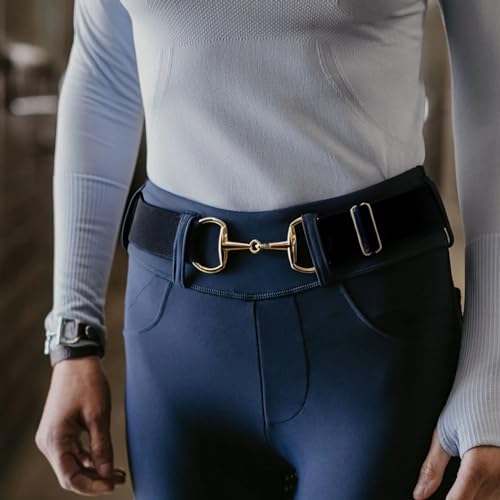 Equestrian Belt Bit Buckle, Equine Horsebit Stretchable, Womens/Mens Elastic Horseback Belt for Riding Breeches4