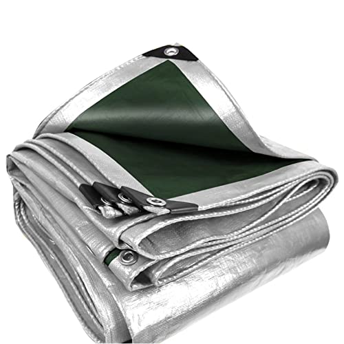 Lona impermeable resistente de 8 m x 12 m, 180 g/m² con ojales, ideal para muebles de jardín, cabaña, trampolín, madera, coche, camping o jardinería, color gris