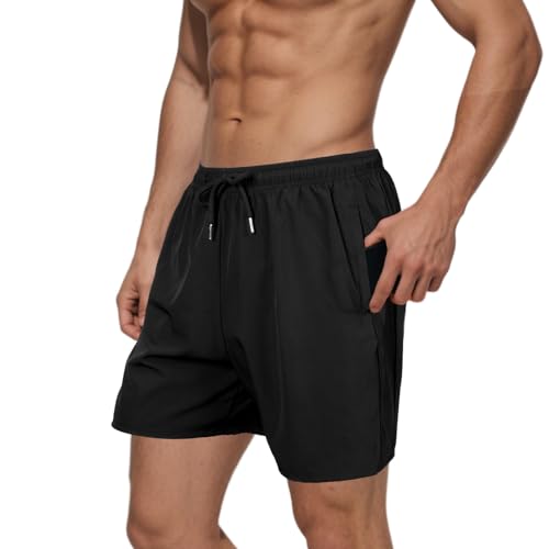 BSBUY Pantalones Cortos de Hombre, Pantalones Cortos Deportivos de Seda de Hielo, Cortos Elásticos Ligeros y Transpirables, Cortos De Verano para Entrenamiento Entrenamiento Correr Gimnasio, M