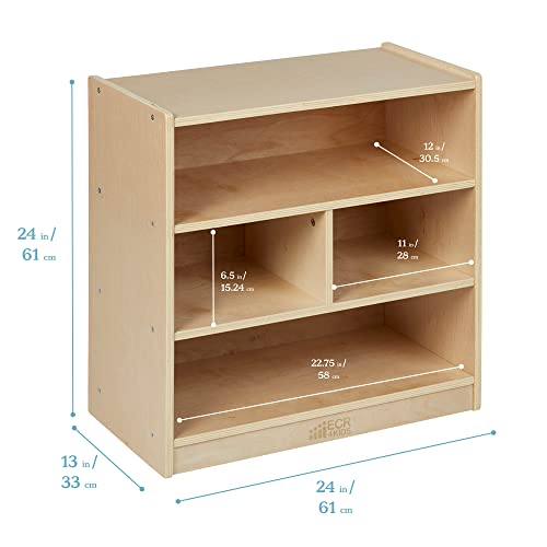 Youngtime Jonti-Craft 7143Yt Low Single Storage, 12" Depth & Ecr4Kids Birch 24In Small Cubby Block Storage Unit With Rolling Casters, Natural Hardwood Shelving For Kids Classroom, Mobile Toy #TOP3