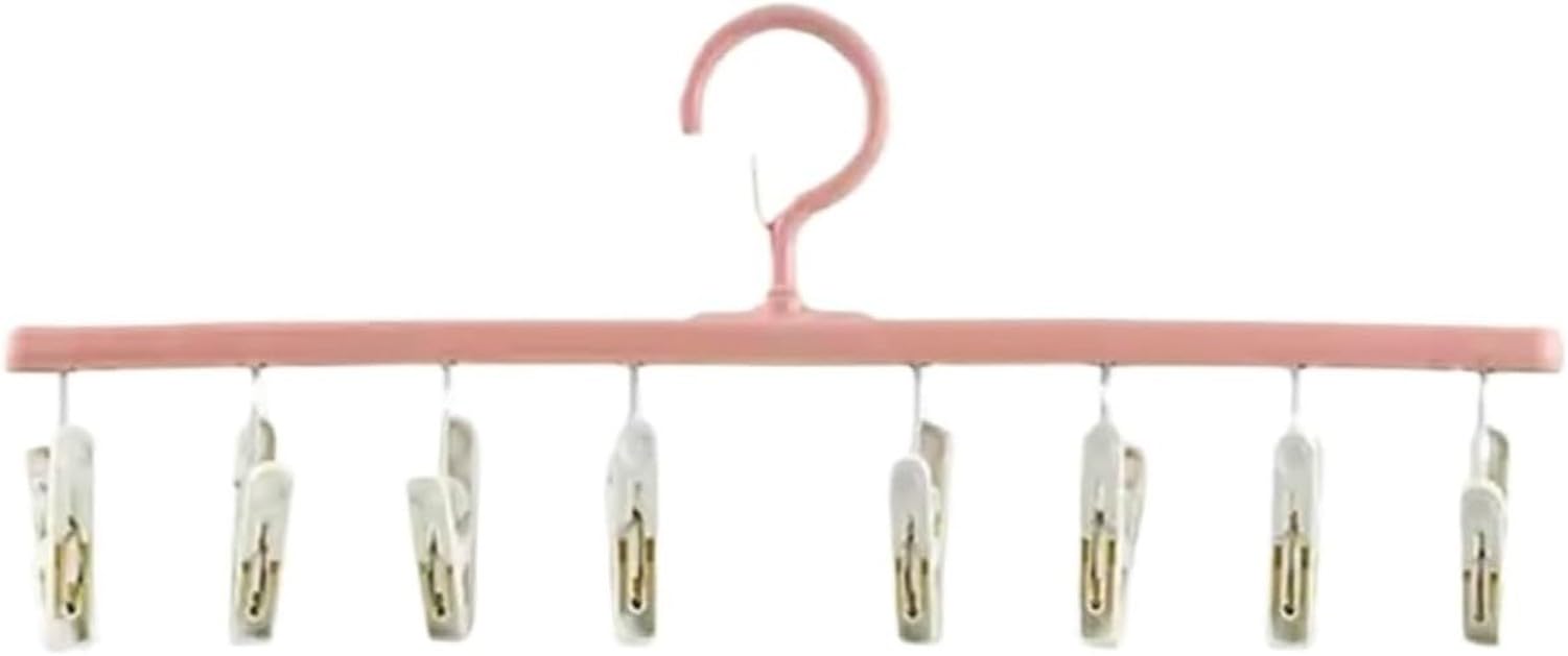 XIUNYIE Hangers Clothes Drying Hanger with 8 Clips 360 Degree Rotatable Windproof Plastic Laundry Hanger Underwear Durable for Suit Pink, Pink, 1pcs