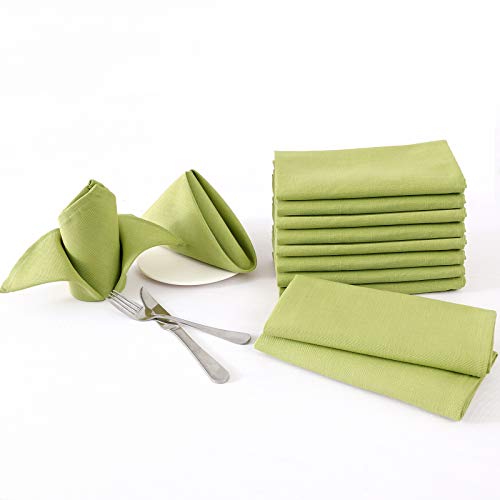 Cloth Napkins Set of 12 (18" X 18") Linen Textured Dinner Napkins Waterproof Extra Soft Thick Durable Reusable Napkins With Hemmed Edges for Family Dinners, Weddings and Everyday Use, Lemon