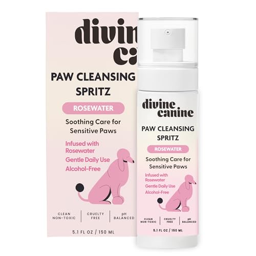 Dog Paw Cleaner - 5.1 Fl Oz of Alcohol Free Paw Cleansing Spray - Made with Rosewater, Aloe, Copaiba Oil, and Lemongrass Oil to Nourish and Clean Paws - Made in The USA