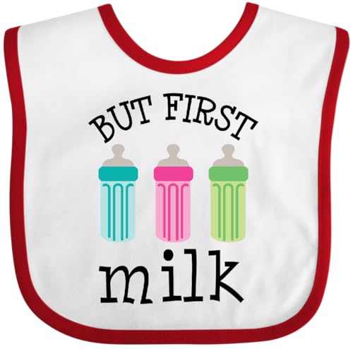 inktastic Funny Baby But First Milk Quote Baby Bib