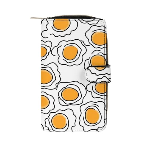 Fried Eggs Poached Eggs Long Wallet for Women Men Purses Coin Pouch Credit Card Holder Organizer