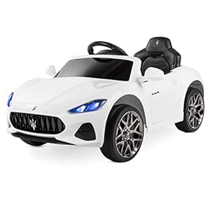Playkin Maserati White – Coche de batería 12V, niños 3-8 años, Oficial, Mando Control Remoto, Juguetes Infantiles, Coches de batería
