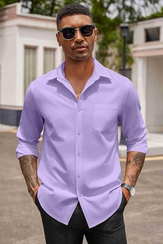 COOFANDY Men's Button Down Long Sleeve Shirt Casual Untucked Dress Shirt Regular Fit Wedding Shirts2