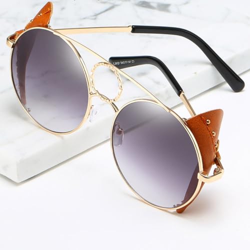 Lunettes de soleil rondes steampunk surdimensionnées à miroir
