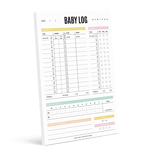 Image of Bliss Collection Newborn Baby Log, Daily Tracker to Monitor and Journal Baby Feeding, Sleep and Activity, Book Includes Easy to Fill in Pages, 6"x9" Schedule (50 Sheets)