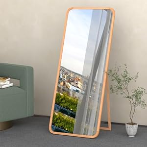 Wood Full Length Mirror 65″x22″ Rustic Floor Mirror with Standing Holder for Bathroom,Bedroom,Living Room,Entry,Farmhouse (Natural Beech Wood)