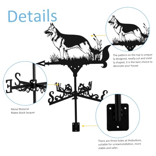 Girouette de toit chien de berger indicateur direction vent pour ferme - 7