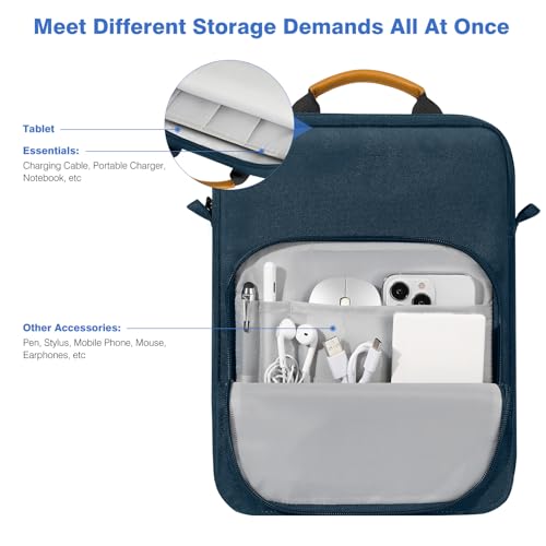 Image of Dadanism 9-11 Inch Tablet Sleeve Bag Carrying Case with Shoulder Strap for iPad 10th Gen 10.9 inch, iPad (A16) 11 inch, i Pad 9 /8 /7th 10.2 inch, i Pad Air /Pro 11 inch, i-Pad Air 5 /4, Galaxy Tab A9+ Plus 11 inch, Indigo